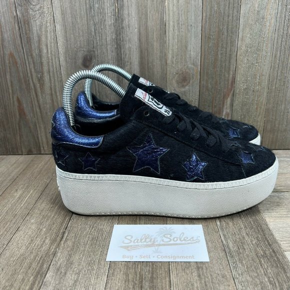 Ash Shoes - Ash Cult Star Womens 37 (7 US)Pony Hair Platform low top Sneakers Metallic Stars